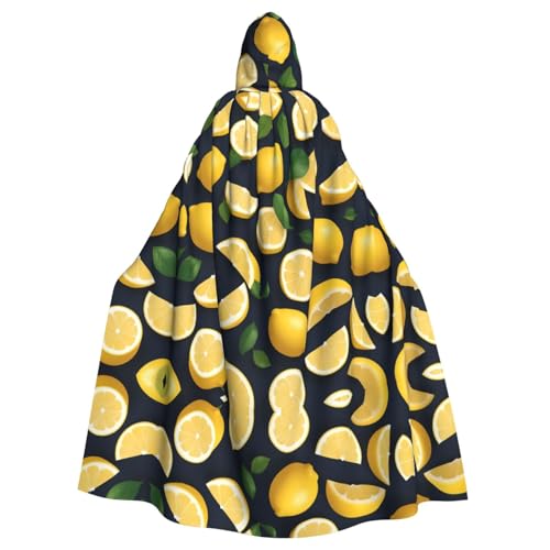 Cape à capuche pour adulte motif citron longue cape de fête homme femme cosplay