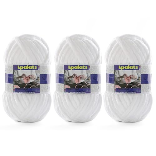 #6 Super Bulky Blanket White Yarn - Chunky Chenille Yarn for Crocheting by Lpalats - Used condition - US$11.51