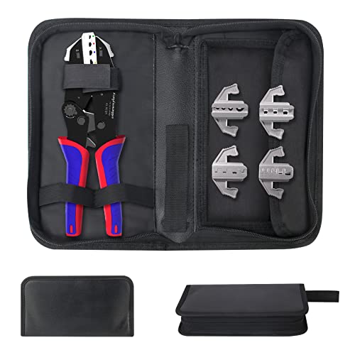 Wire Terminal Crimping Tool Electrical Connector Crimping Pliers For Electrical Insulation Terminals Ratcheting Insulated Terminal Crimper For 10-20 Awg Wire Quick Exchange Jaws Electrician Tools Set #TOP6