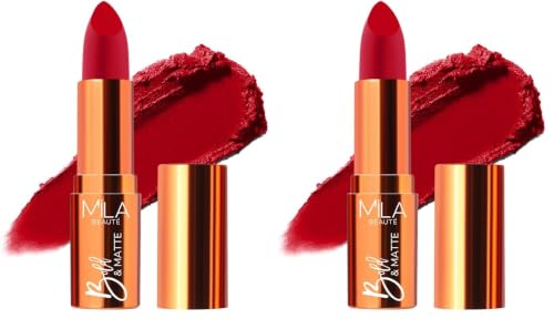 Image of Mila Beaute Bold & Matte Long-Lasting Lipstick | Highly Pigmented Soft Matte Finish | Lightweight & Hydrating with Jojoba Oil | Shade - (Scarlet Seduction 4.2g) (Pack of 2)