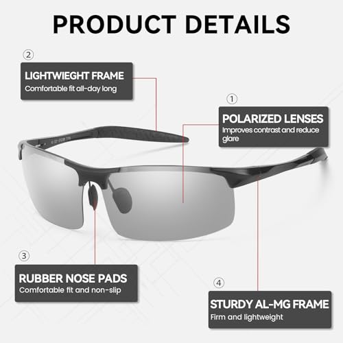 SIPHEW Wrap Around Light Tinted Driving Glasses Anti Glare Polarized Grey Lightly Tinted Mens Sunglasses for Dawn/Dusk3