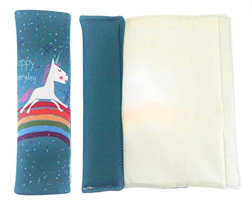 Image of Suxgumoe Car Seat Belt Pillow for Kids, 2Pcs Unicorn Car Seat Belt Cover Pad Head and Neck Support (Unicorn Green)1