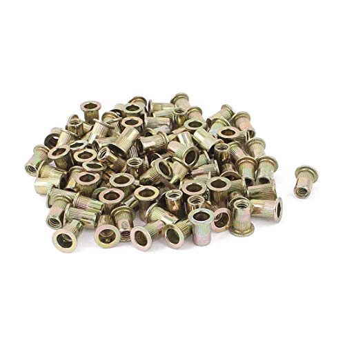 TOLOVI 100 Pcs Zinc Plated Carbon Steel Rivet Nut Flat Head Insert Nuts 1/4-20UNC Nuts Insert Reveting Rivet Nuts Collocation NEW PRODUCT