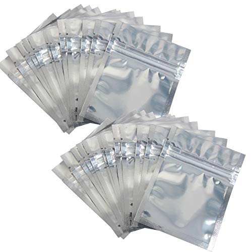 SBYURE 200 Pack Resealable Clear Ziplock Mylar Bags Aluminum Foil Plastic Food Storage Bags,Food Safe Plastic Aluminum Material for Candy,Cookies,Snack Food,etc.3x4 Inch,Clear Silver