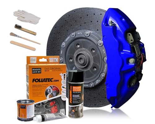 Foliatec Bremssattel Lack Set, Hitzebeständig, Komplettsatz für 4 Bremssättel, RS-Blue, 7-teiliges Set