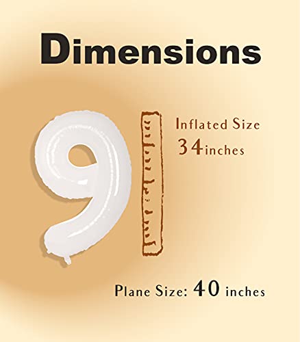 Image of SUWEN 40 Inch White Large 9 Balloon Number Big Foil Helium Numbers 0-9 | Giant Jumbo Happy 9th Birthday Party Decorations for Men or Women Huge Mylar Anniversary Party Supplies