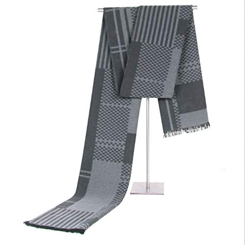 Écharpe d'hiver homme grise à rayures et carreaux vintage