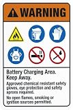 8×12 Inch Battery Charging Zone Isolation Aluminum Sign, charging area keep away rule, vintage style wall plaque for business office garage workshop power charging area marking