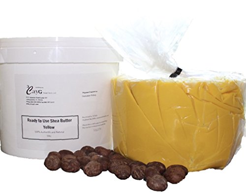 Raw Organic Yellow Shea Butter 5LB Pail Clean Ready to Use Bulk Shea Butter Raw African Shea Butter Great for Body Butters Soap Making Haircare Skincare DIY Beauty Products (5LB)