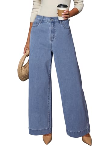 Dokotoo Women Casual Jeans for Women High Waist Wide Leg Loose St...