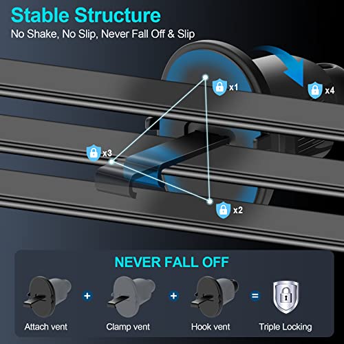 Razobws Car Vent Phone Mount Holder Upgraded Metal Hook & Wider Clamp, Universal Car Phone Holder Mount Air Vent Cell Phone Clip Holder For Iphone Smartphone Hands-Free Cradle Thick Case Friendly #TOP1