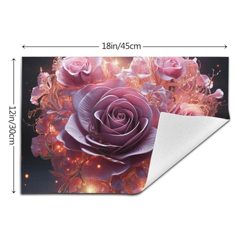 Sets de table tissés haute qualité lavables au motif de cœur rose chic