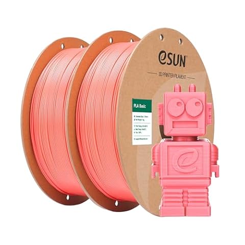 eSUN PLA Filament 1.75mm, PLA Basic 3D Printing Filament Dimensional Accuracy +/- 0.05mm, 1KG per Spool, 2 Spools for 3D Printers,Pink+Pink