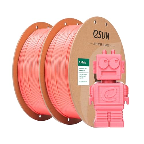 eSUN PLA Filament 1.75mm, PLA Basic 3D Printing Filament Dimensional Accuracy +/- 0.05mm, 1KG per Spool, 2 Spools for 3D Printers,Pink+Pink