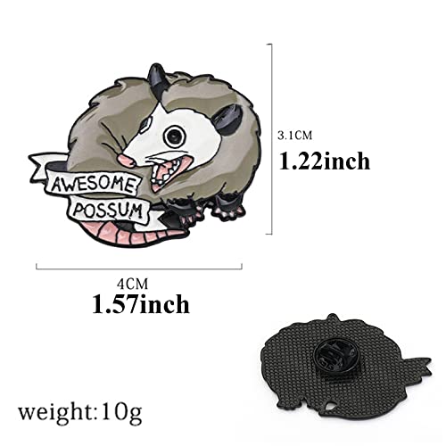 Image of Possum Enamel Brooch Pin - Cartoon Cute Animal Badge for Women and Men's Fashion Jewelry Accessories