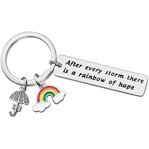 Inspirational Keyring Encouragement Gift After Every Storm There is A Rainbow of Hope Keychain Inspirational Gift for Women Birthday Graduation Gifts for Son Daughter Christmas Gifts for Best Friend Cover