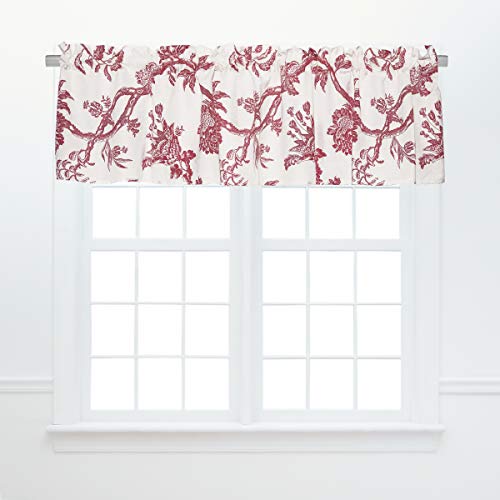 C&F Home Colonial Williamsburg Arcadia Red Window Valance Treatment Curtain Decor Decoration Red White Floral Cotton for Living Room Kitchen Valance Single RED