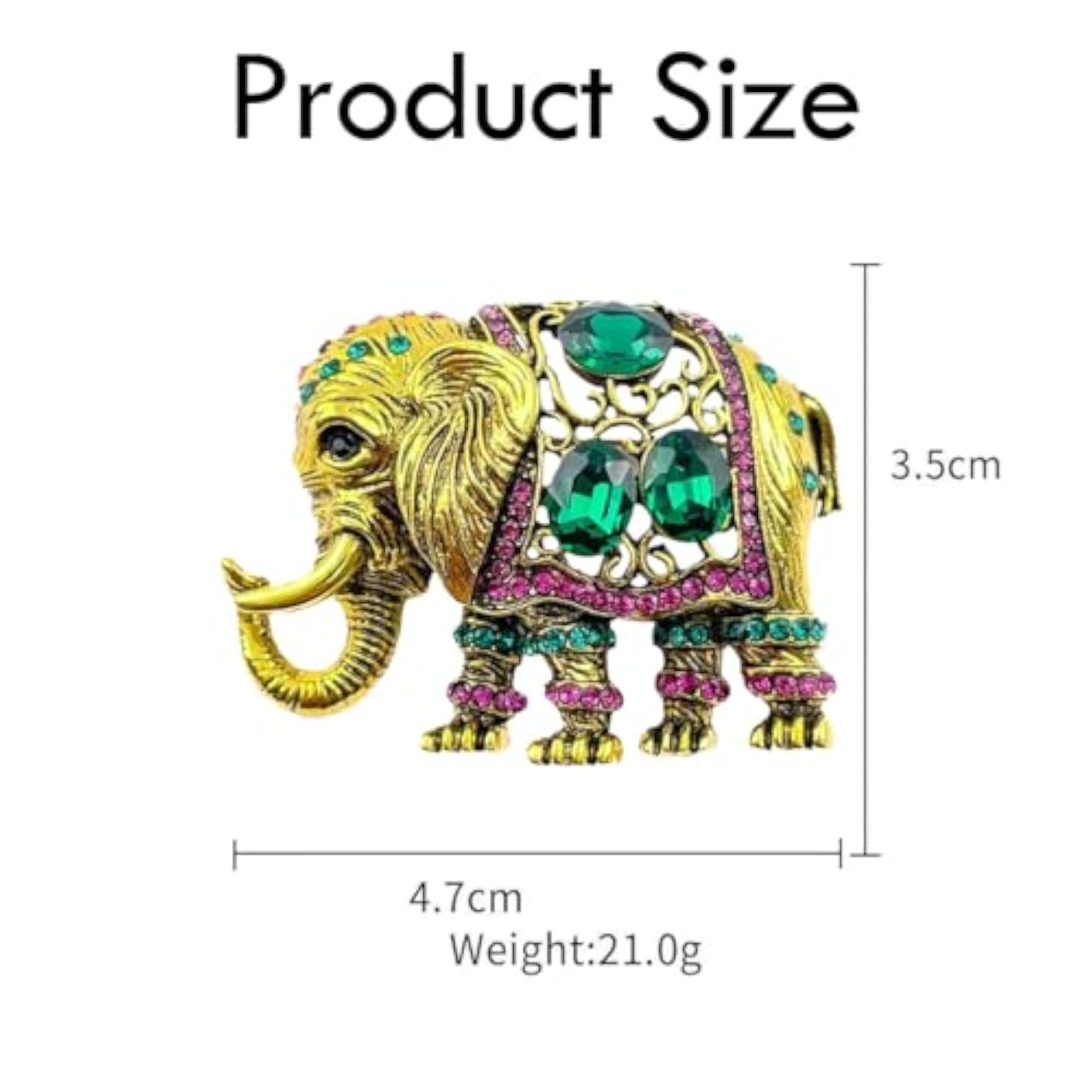 Elephant Brooch for Men, Crystal Studded Lapel Pin