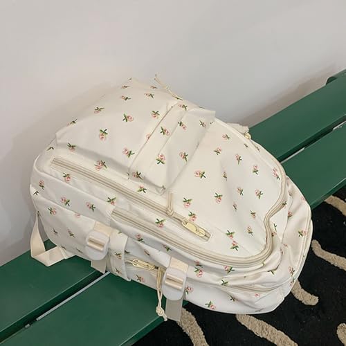Coquette Backpack, Multipockets Cute Dackpack Kawaii Floral with Preppy Coquette Backpack (Orchid)3