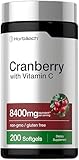 Horbäach Cranberry Pills for Women and Men | 200 Softgels | Extract Supplement with Vitamin C | Non-GMO, Gluten Free