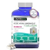 Collagene et acide hyaluronique: collagène hydrolysé + acide hyaluronique + biotine avec Zinc, Sélénium, vitamine C naturelle, extrait de bambou – complement alimentaire - 180 gélules – 3 mois