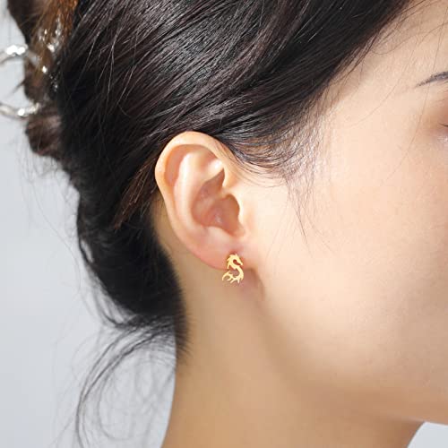 Stainless Steel Gold Silver Black Color Dragon Silhouette Post Stud Earrings Minimalist Fashion Ear Jewelry Gift for Women Men Girls2
