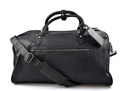 Sac voyage noir homme femme en cuir véritable grand format pour cabine