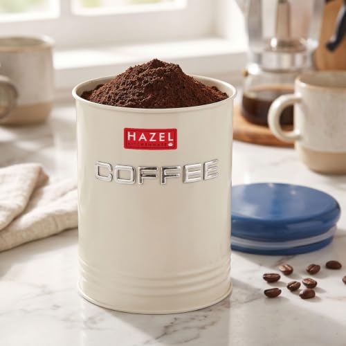 Image of HAZEL Coffee Storage Container with Lid | Metal Coffee Airtight Jar for Kitchen