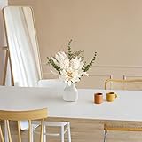Mkono Artificial Flowers in Ceramic Vase Fake Plants for Home Decor Silk Flower Arrangements Indoor Dining Coffee Table Decor for Living Room Wedding Party Decoration - Image 2