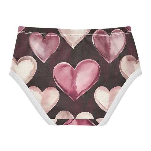 Stylish Girls Underwear Toddler 2t Cotton Cute Panties Girl Valentine Hearts Burgundy Cream Briefs Kids Undies2