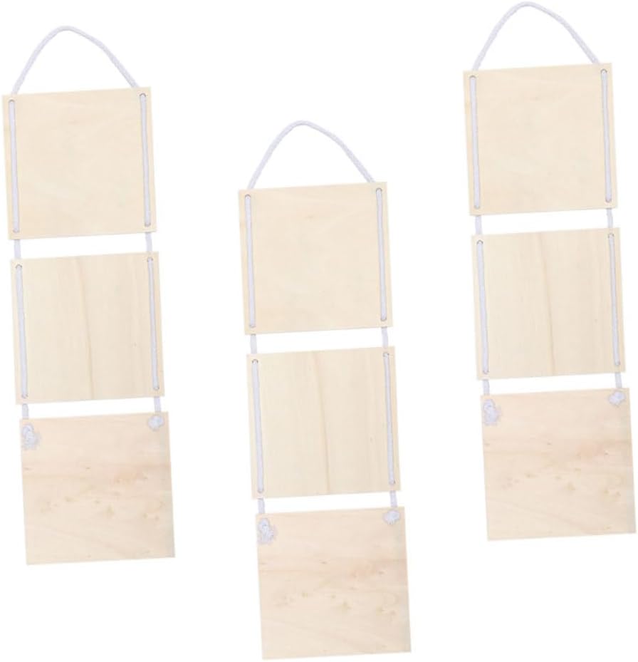 3pcs Blank Wood Hanging Board for DIY Drawing and Craft Smooth Surface Wall Decor for Home Cafe Store and Hotel Lightweight Wood Pendant with Cord