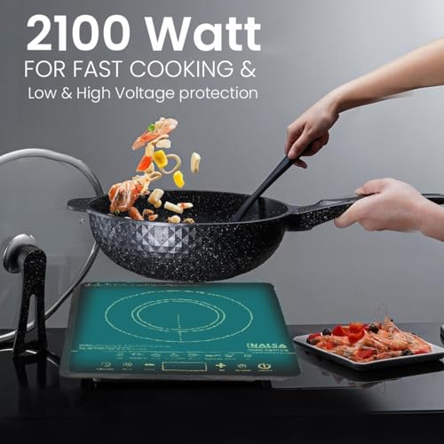 Image of INALSA 2100W Induction Cooktop with Smart Touch Control|7 Indian Cooking Presets|Smart Sense Pan Detection|Pause Function|Variable Timer|Overheat & Voltage Protection|Anti-Skid Feet|Dura Cook DG