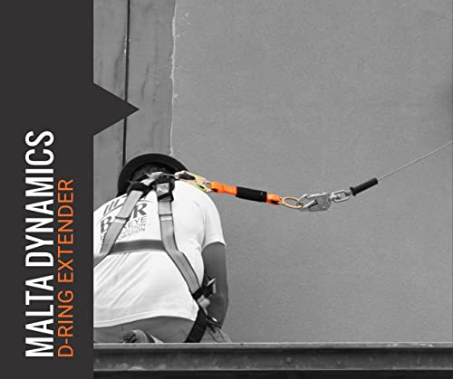 Malta Dynamics 18” D-Ring Extender With Snap Hook, Galvanized Steel Extension, D Ring Fall Protection, For Construction & Roofing, Osha/Ansi Compliant #TOP5