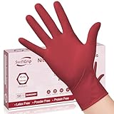 SwiftGrip Disposable Nitrile Exam Gloves, Small, Box of 50, Burgundy, Latex-Free, Powder-Free, 3mil, Medical Grade, Food Safe, Non Sterile