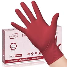 SwiftGrip Disposable Nitrile Exam Gloves, X-Small, Box of 50, Burgundy, Latex-Free, Powder-Free, 3mil, Medical Grade, Food Safe, Non Sterile