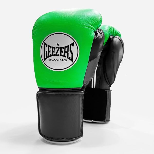 Geezers Halo Training/Sparring Boxing Gloves - Hook & Loop (LUMI GREEN/BLACK/GREY, 12OZ) — image 1