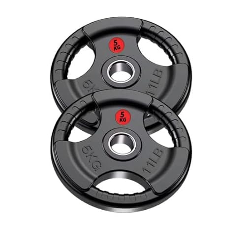 Fit-Force – Discos de Pesa Olímpica 5 KG (2 Unidades) | Hierro Fundido con Revestimiento de Caucho | Diámetro Olímpico 50 mm | Discos de Pesas para Barra y Entrenamiento en Casa o Gimnasio