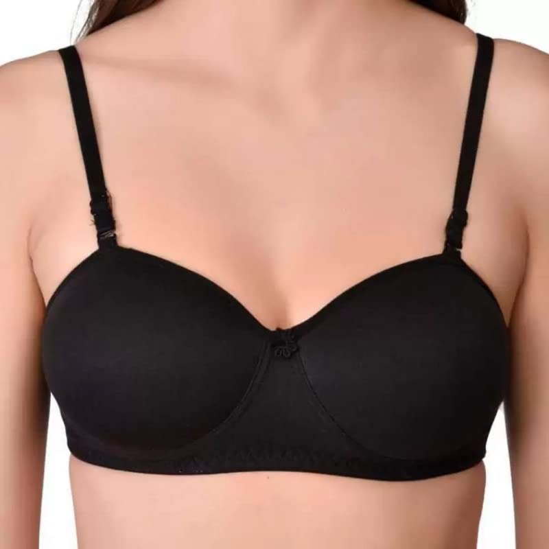 Image of Women's Cotton Lightly Padded Non-Wired T-Shirt Bra Pack of 2 (Reg HC-P2 Multicolor 30)