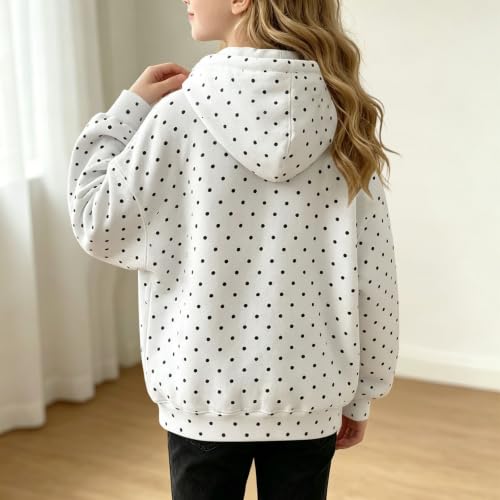 Kiavfrkp Hoodies for Teen Girls Cute Polka Dots Pullover Hooded Sweatshirt - image 7