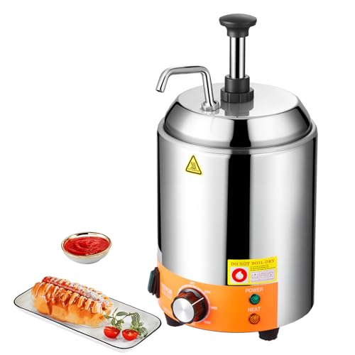 Image of VEVOR Electric Cheese Dispenser with Pump, 2.4L Commercial Hot Fudge Warmer, Stainless Steel Pump Dispenser, 86-230℉ Temp Adjustable Nacho Cheese Sauce Warmer, for Hot Fudge Cheese Caramel