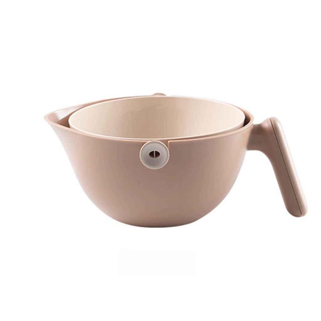Bol à laver double couche rose avec poignée pour laver les fruits