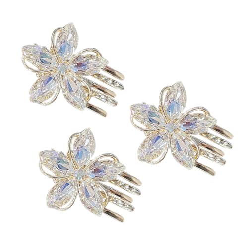 FRCOLOR Pinza Flor Mini 3 Piezas Clip Pequeño con Diseño de Flor de Cristal para Mujer miniatura 1
