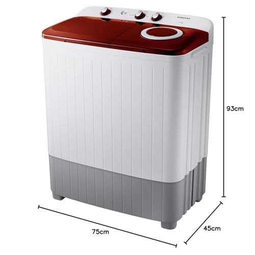 Image of Samsung 6.5 Kg Semi-Automatic 5 Star Top Load Washing Machine Appliance (WT65R2000HR /TL, Light Grey, Eve Flower Wine (Opaque), Double Storm Pulsator)
