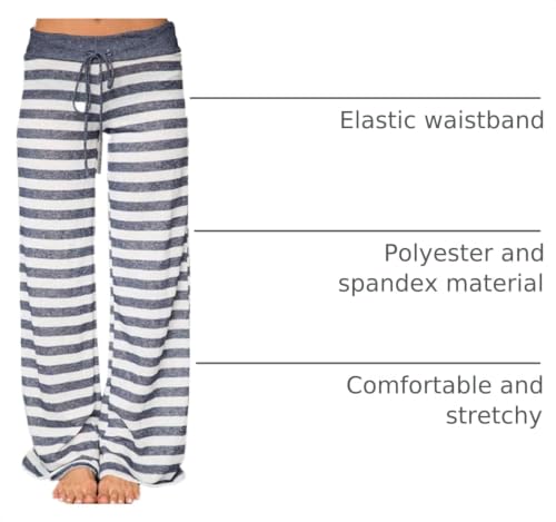 Image of iChunhua Women's Comfy Stretch Floral Print Drawstring Palazzo Wide Leg Lounge Pant