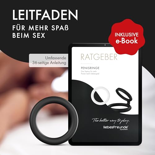 Liebesfreunde® Deluxe Penisring Set - 6 dehnbare Cockringe für härtere Erektionen, Penis- und Hodenringe für Männer - Perfekte Passform, Sex Spielzeug für Paare, schwarz