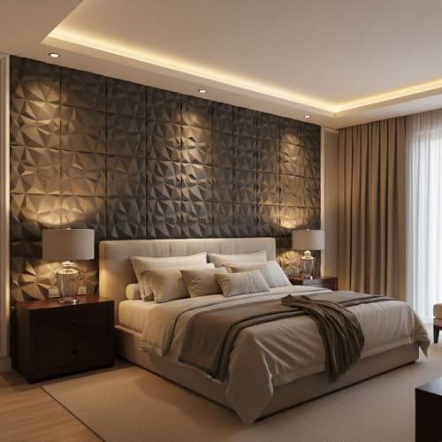 Image of Kayra Decor 3D PVC Wall Panels for Bedroom & Living Room | Stone Design | Gray Color | 19.7 x 19.7 Inch | Pack of 40 | 107.60 Sq Ft