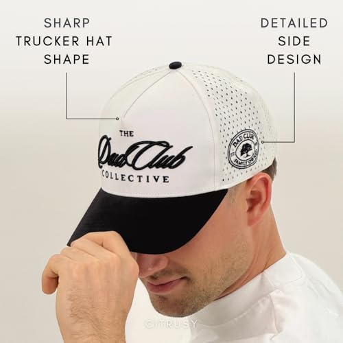 Image of CITRUSY Athletic Trucker Golf Hat | Performance Mens 5 Panel Cap | Cool Breathable Waterproof Workout Running Snapback
