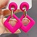 Acrylic Geometric Dangle Earring for Women Lightweight Two Tone Earrings Vintage 80s 90s Drop Dangle Neon Earring Party Statement Jewelry (Pink 2)