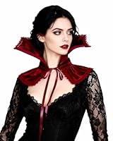 keland Gothic Vampir Kragen Hexe Samt Viktorianisch Halskrause für Damen Halloween (Z-Rot)