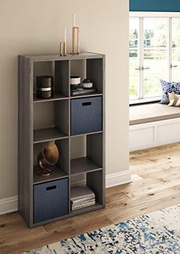 Image of ClosetMaid 4585 Heavy Duty Decorative Bookcase Open Back 8-Cube Storage Organizer in Graphite Gray for Home, Closet, Office, or Toys